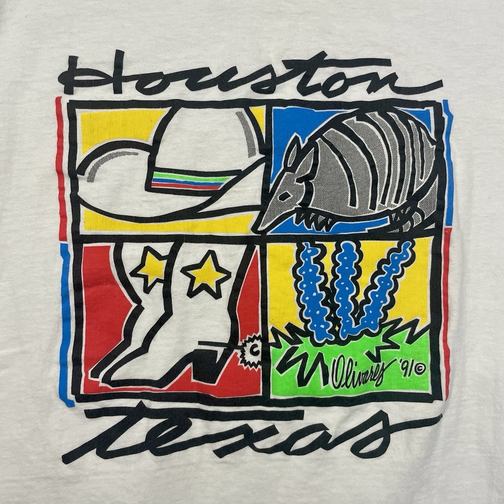 Vintage 1991 Houston Texas Armadillo Cowboy‎ Size Medium Western Animal Tshirt - Picture 3 of 5